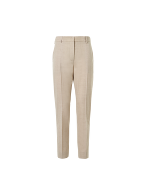 Designer Schmal verkürzte Hose aus Woll-Stretch-Flanell - Beige