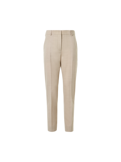 Designer Schmal verkürzte Hose aus Woll-Stretch-Flanell - Beige