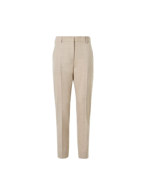 Designer Schmal verkürzte Hose aus Woll-Stretch-Flanell - Beige