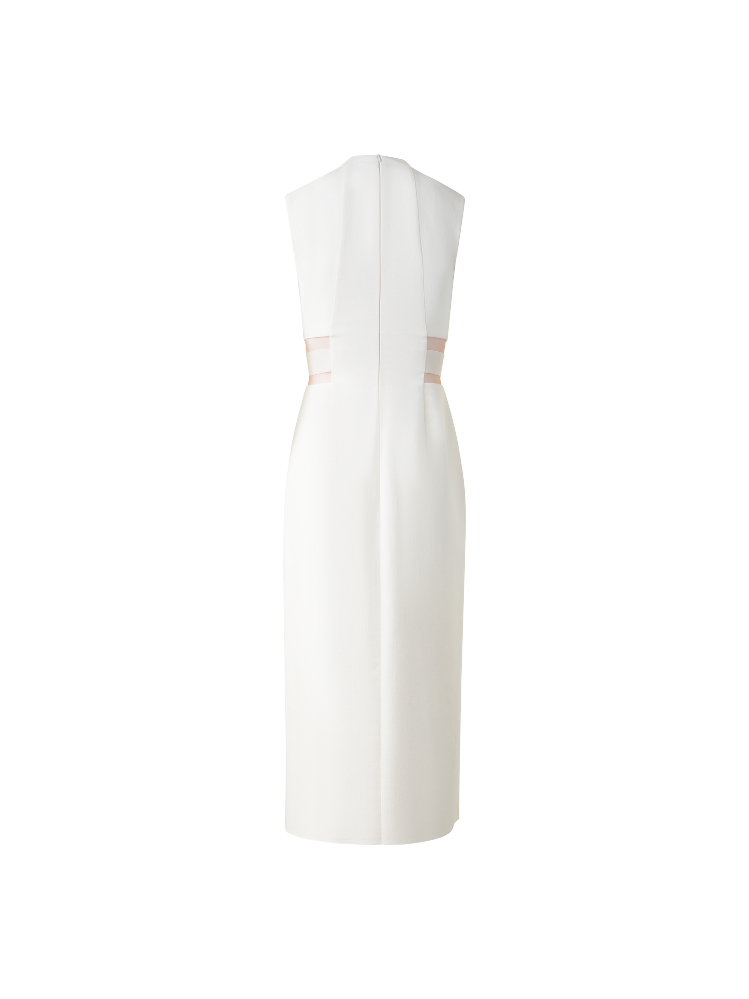 Designer Etuikleid aus Baumwollseide mit Ausschnitten - Ecru - Weiss