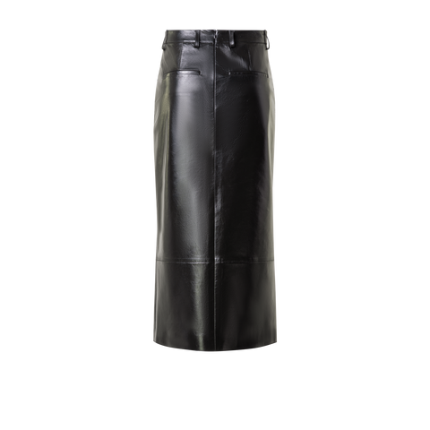 Lacquer Leather Pencil Skirt with Slit