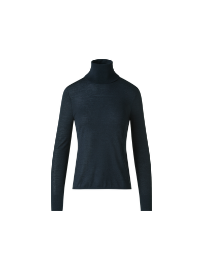 Designer Kaschmir Seide Rollkragen Pullover  - Schwarz