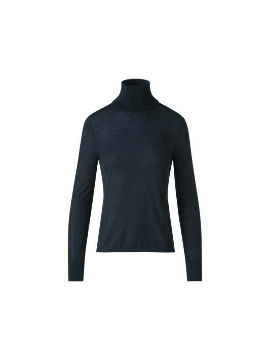 Designer Kaschmir Seide Rollkragen Pullover  - Schwarz