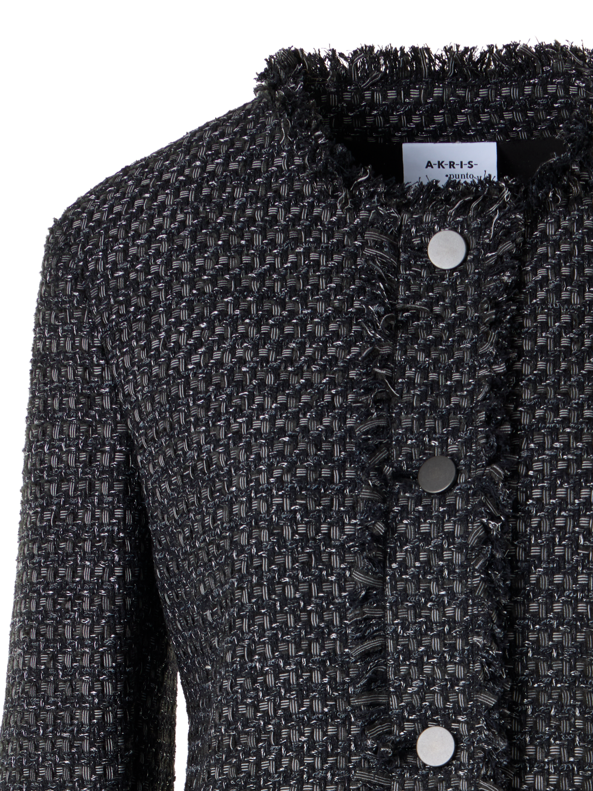 Designer Langärmelige Kurzjacke aus Baumwollmischgewebe - Schwarz