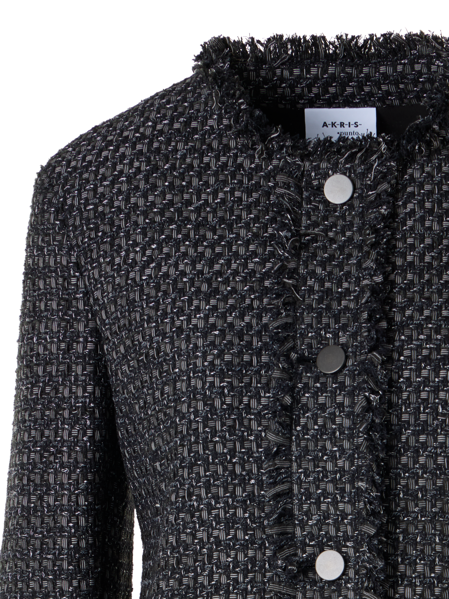 Designer Langärmelige Kurzjacke aus Baumwollmischgewebe - Schwarz