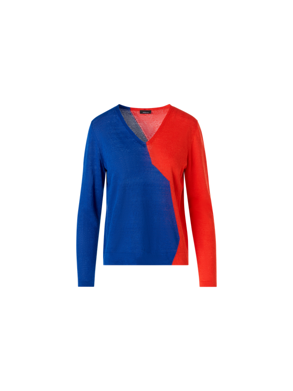 Designer Oversize-Pullover mit High-Plains-Intarsie - Bunt