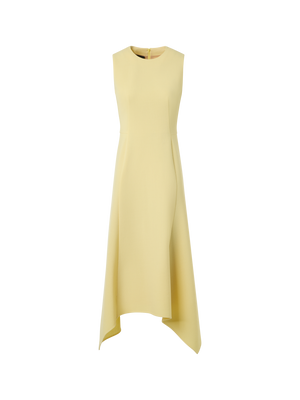 Designer Asymmetrisches Midikleid aus Woll-Crêpe Doubleface - Gelb