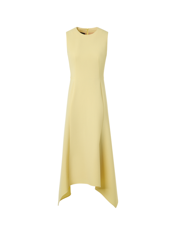 Designer Asymmetrisches Midikleid aus Woll-Crêpe Doubleface - Gelb