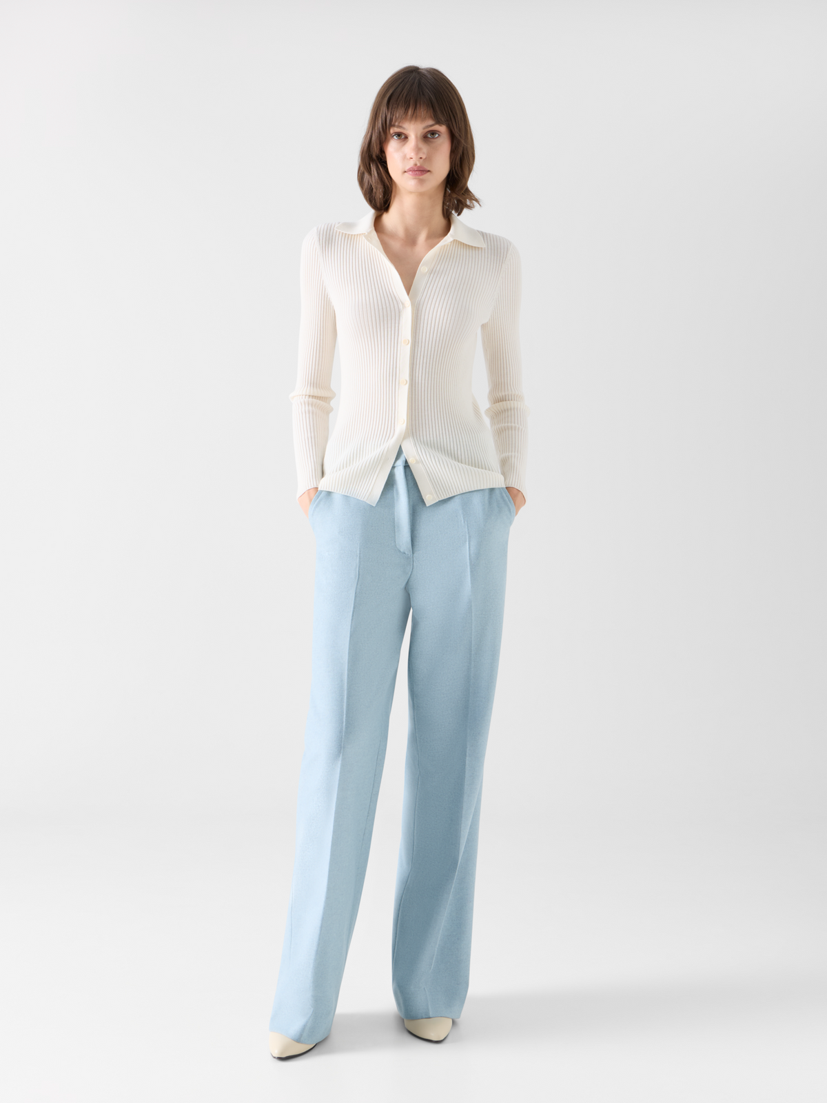 Designer Weite Hose aus Wollflanell 
