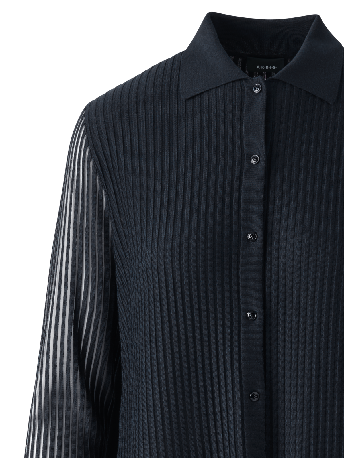 Designer Langer Strickmantel aus Seidenbaumwolle - Schwarz