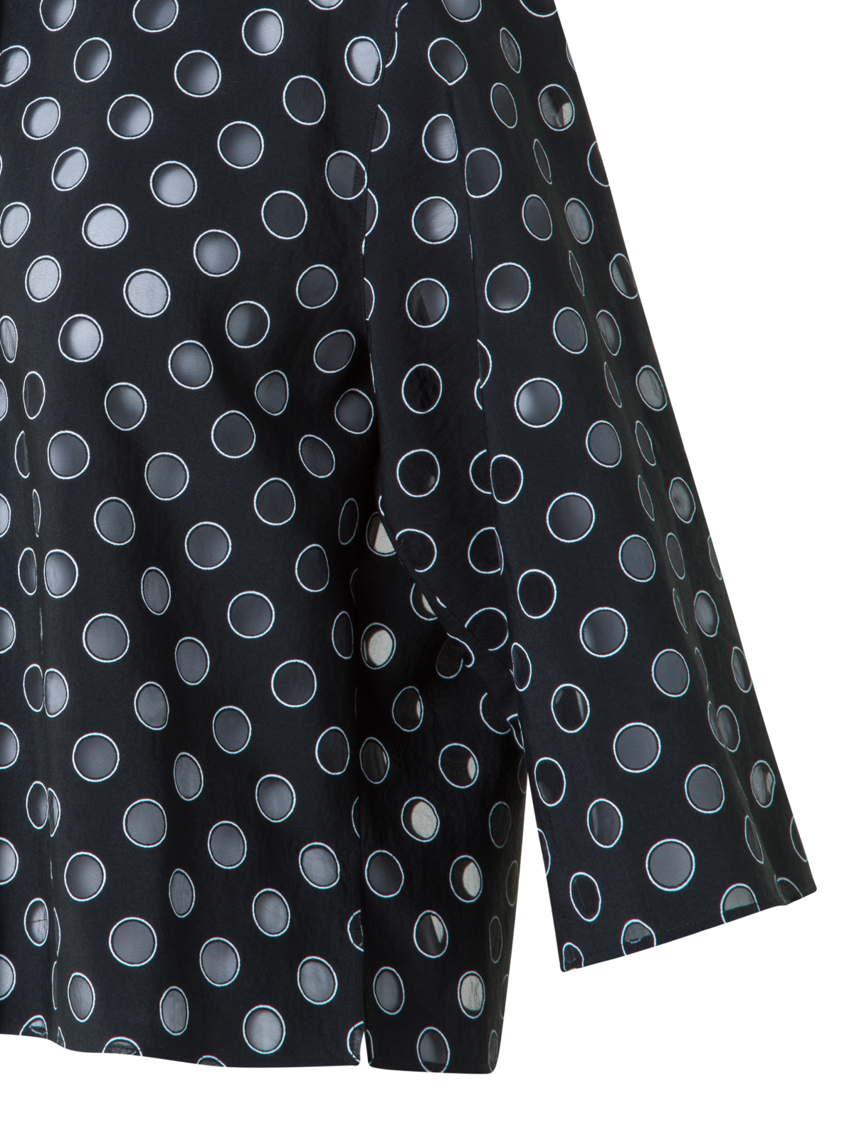 Designer Kurze Bluse mit transparenten Polka Dots - Schwarz