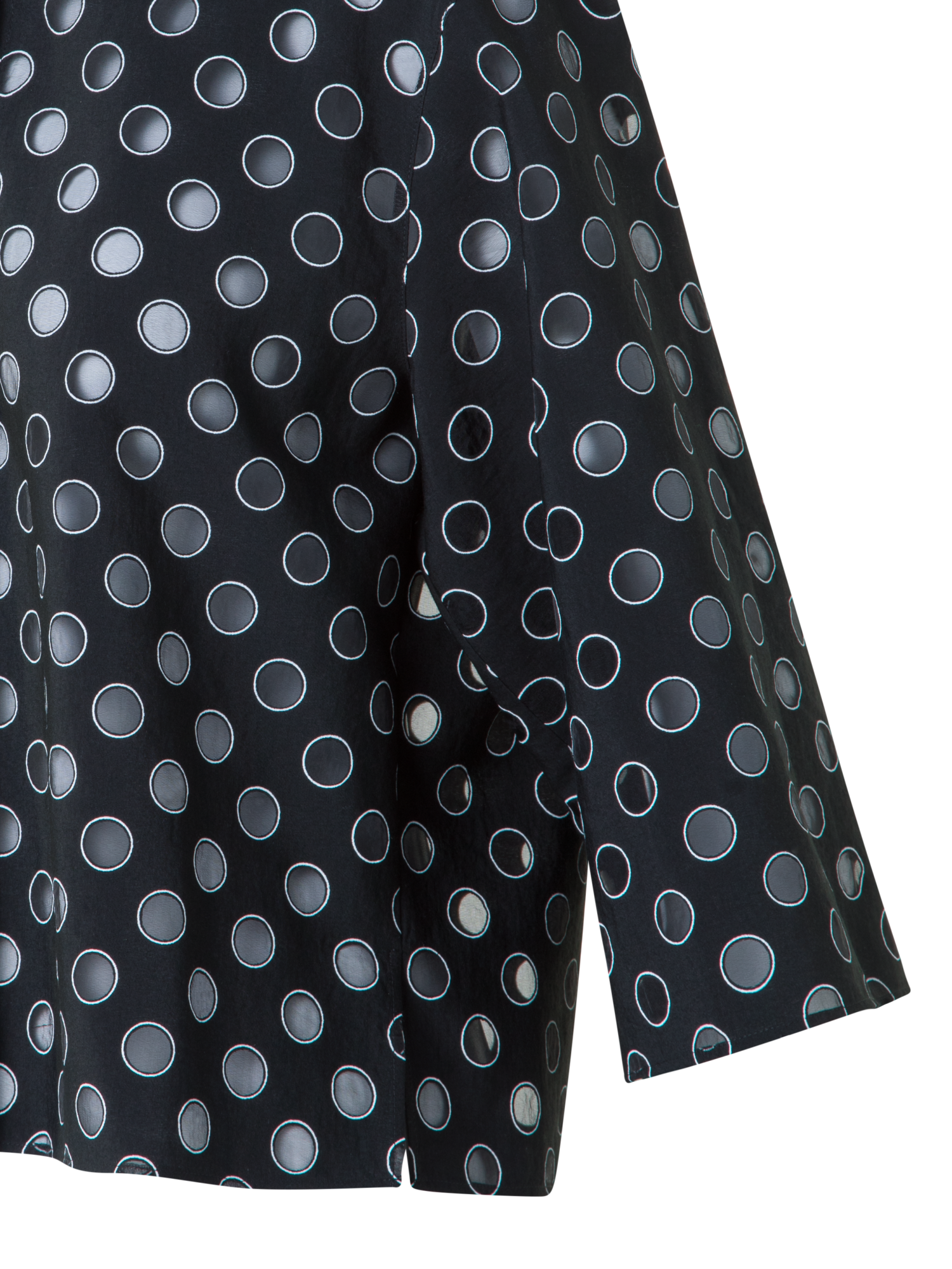 Designer Kurze Bluse mit transparenten Polka Dots - Schwarz
