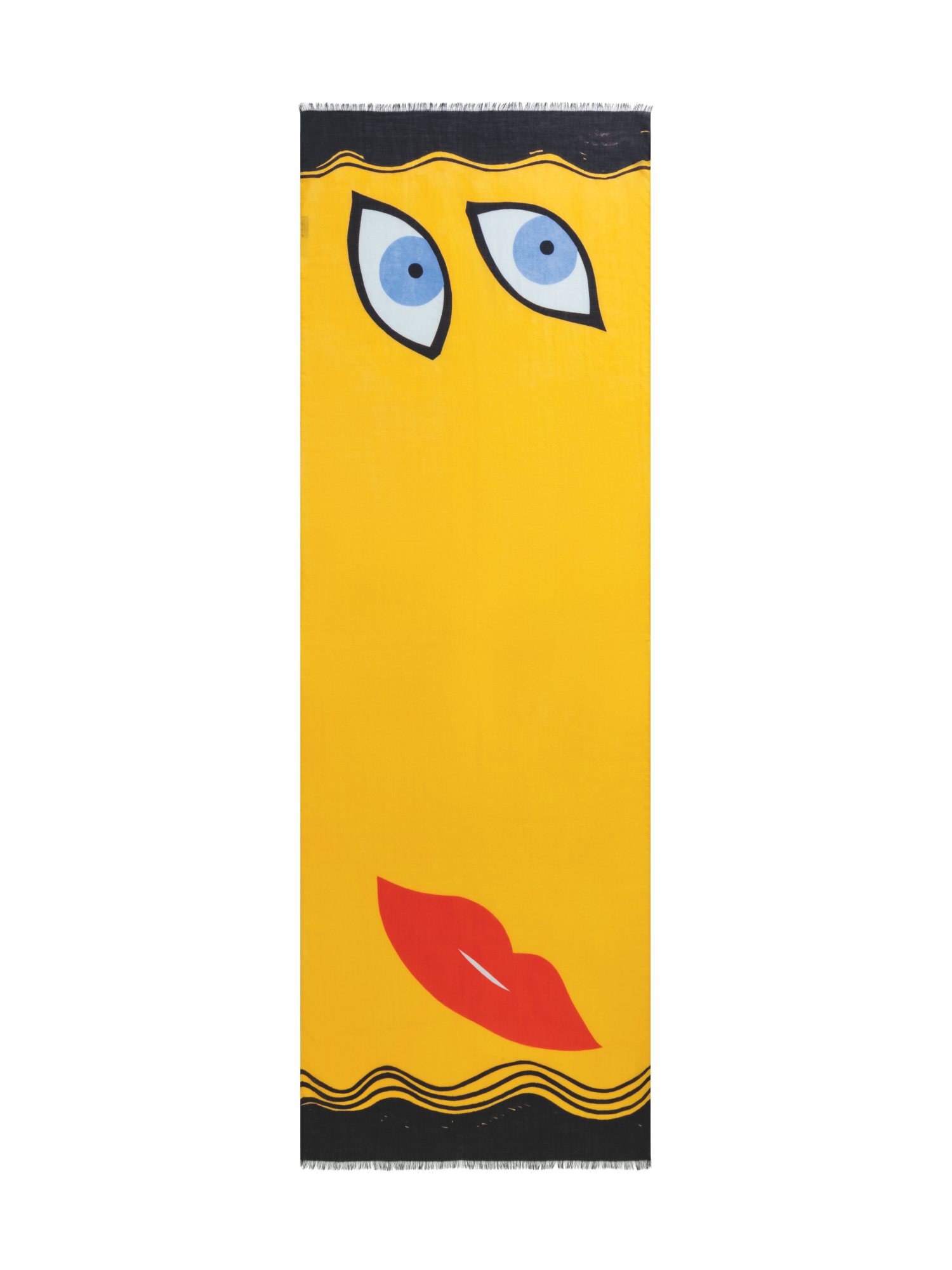 Designer Schal aus Kaschmir und Seide mit Portraitdruck - Bunt - Gelb