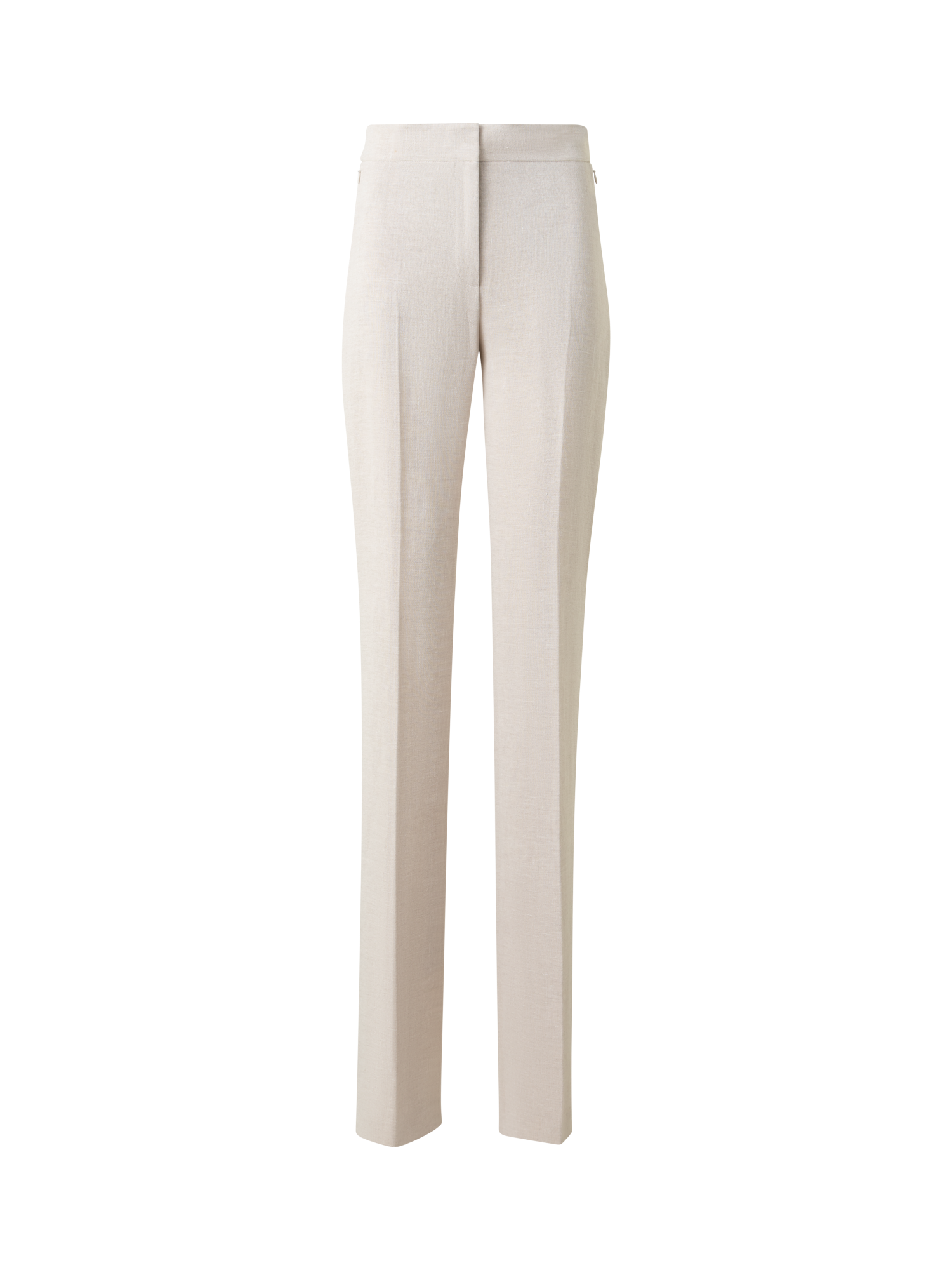 Designer Gerade Hose aus Leinen-Doubleface - Grau - Beige