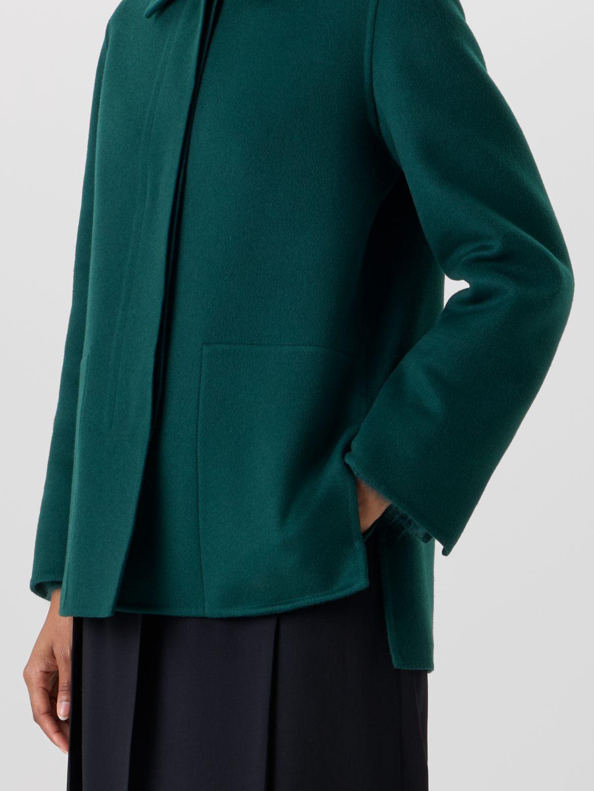 Designer Oversize Hemdjacke aus Kaschmir-Double-Face - Grün 