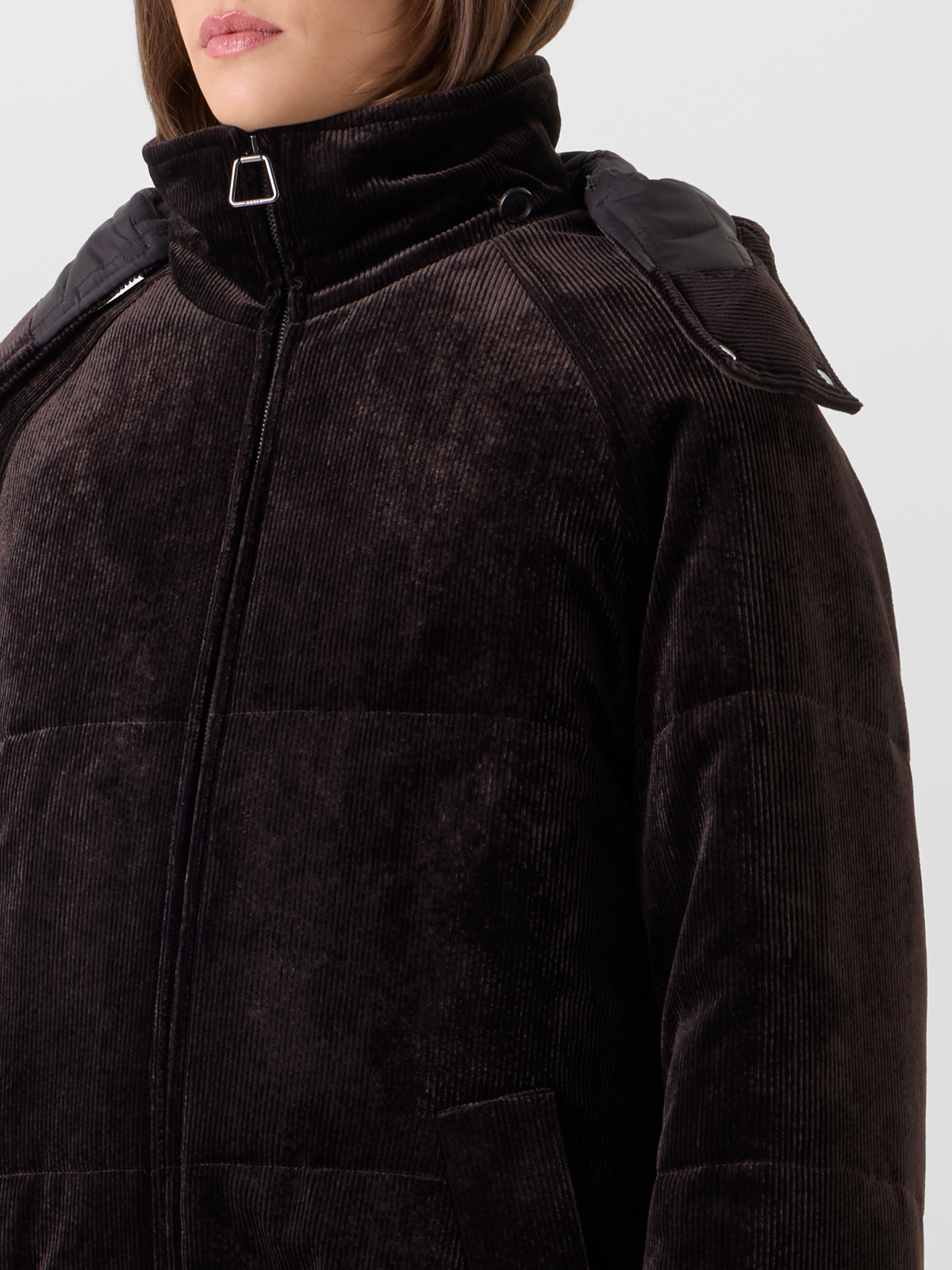 Designer Wattierter Oversize-Parka aus Cord - Braun 