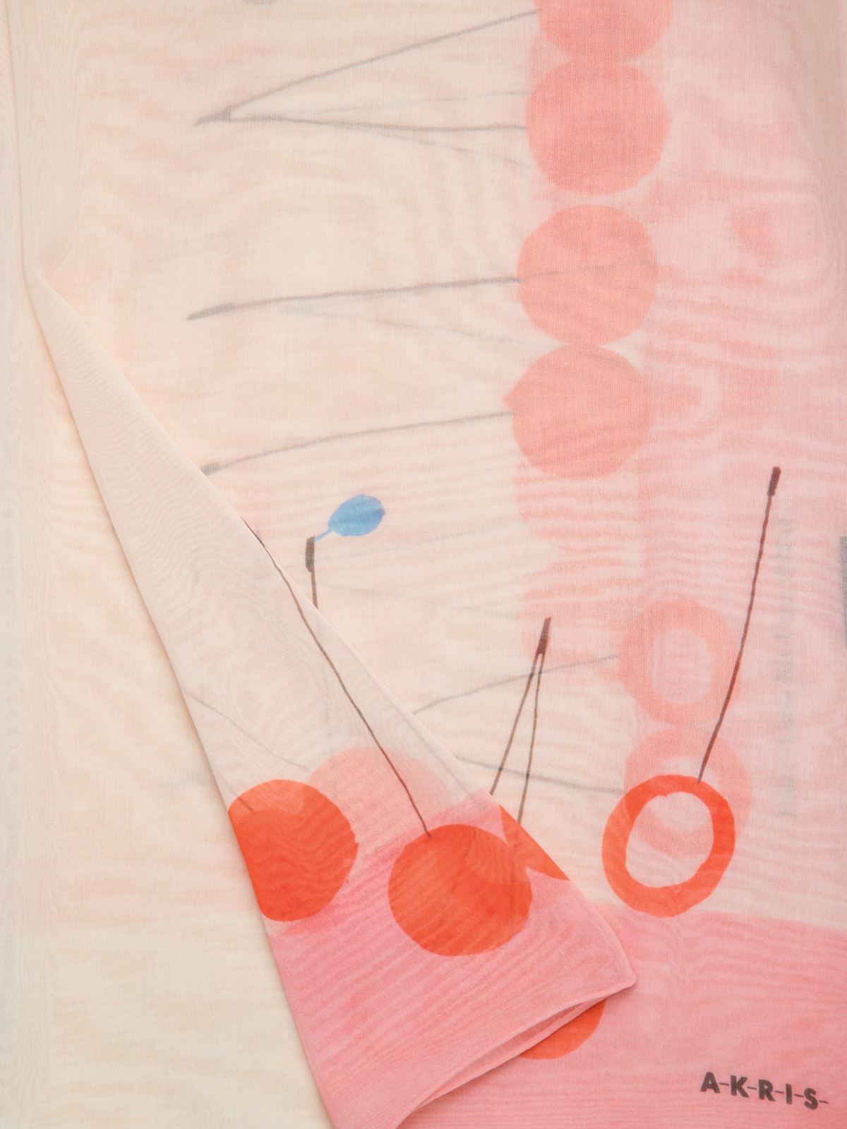 Designer Baumwoll-Seiden-Schal mit Cherries Druck - Bunt - Rot