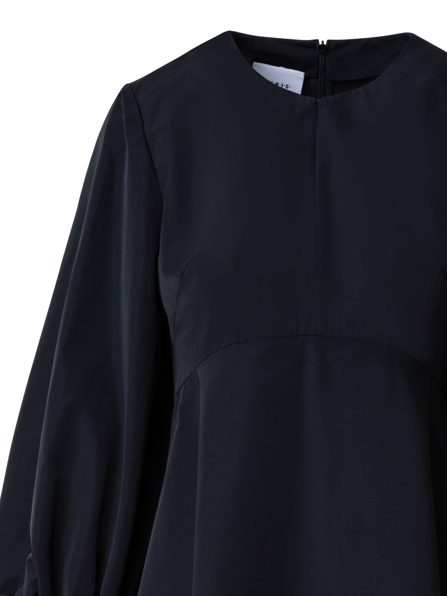 Designer A-Linien-Kleid mit Volumenärmeln - Schwarz