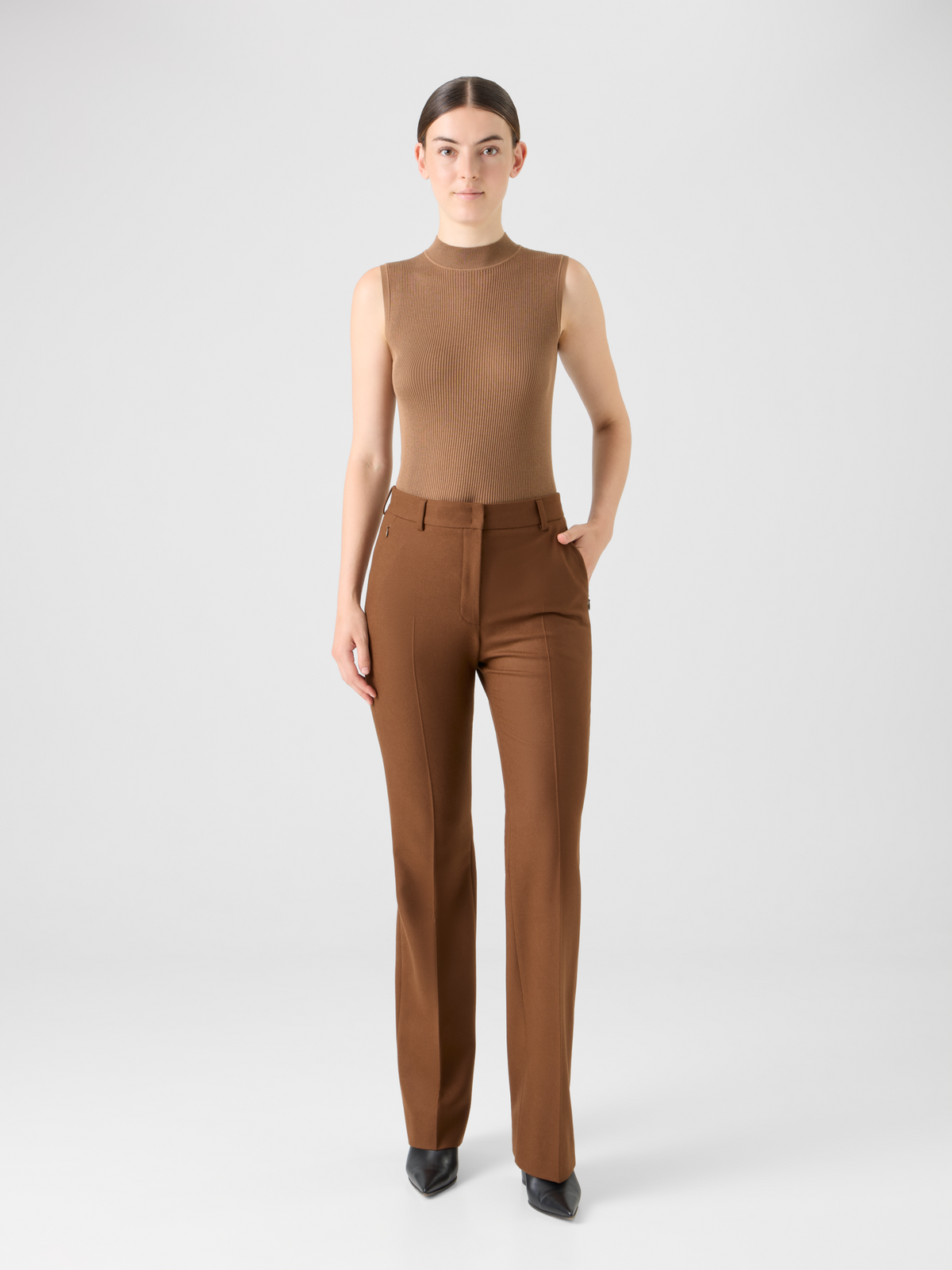 Designer Rippstrick Top aus Seiden-Baumwolle - Braun #editorial