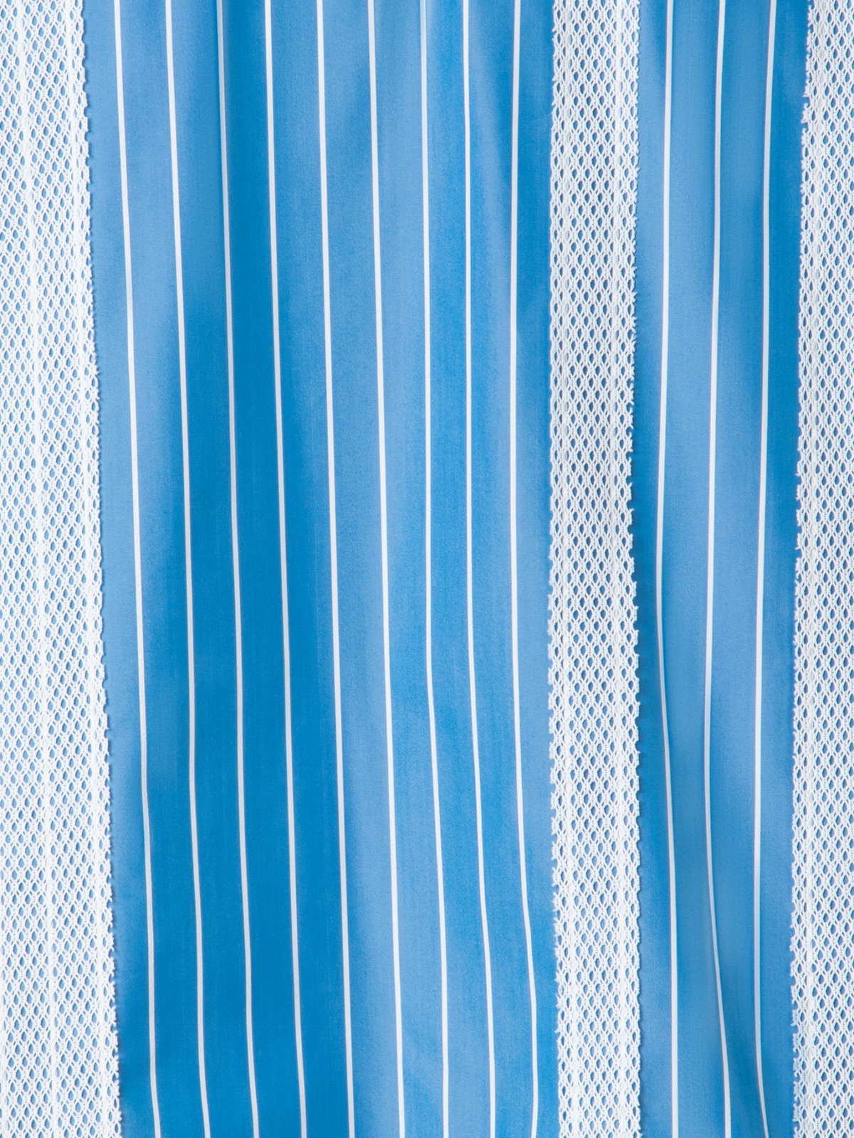 Designer Boxy-Baumwoll-Bluse mit Mesh-Band - Blau - Bunt