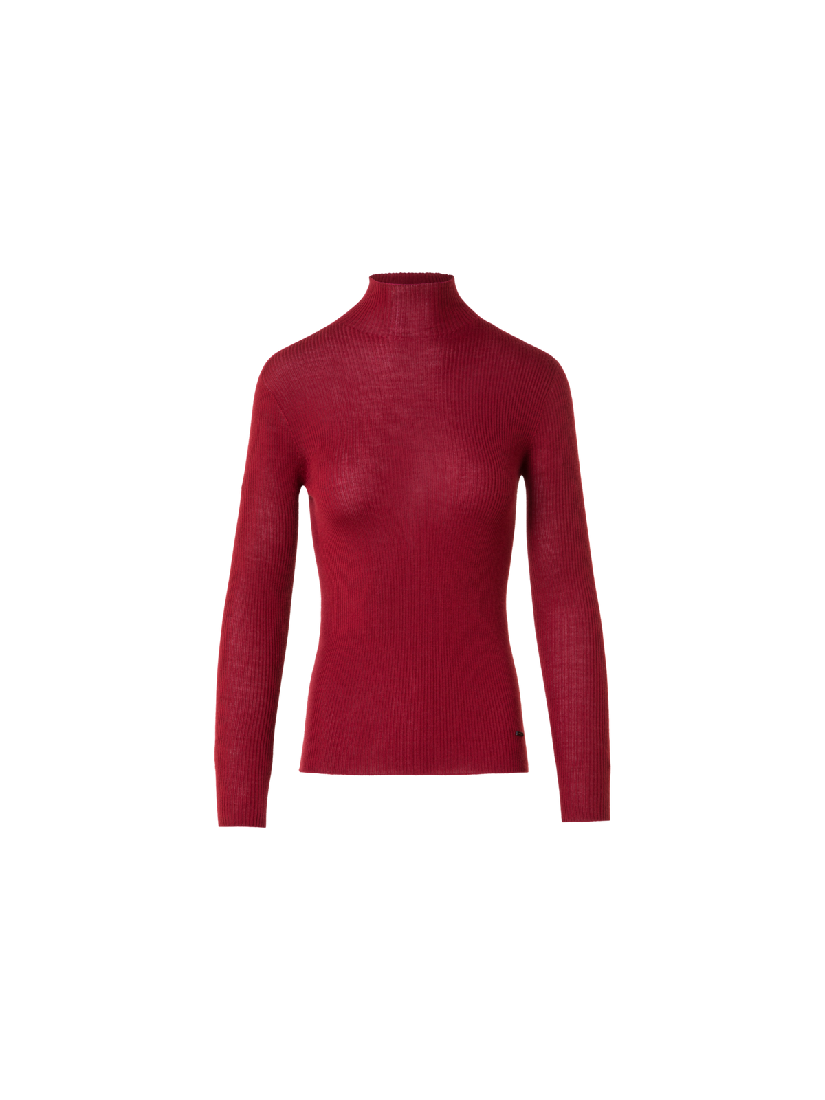 Designer Feinripp-Pullover aus Kaschmirseide mit Stehkragen - Rot