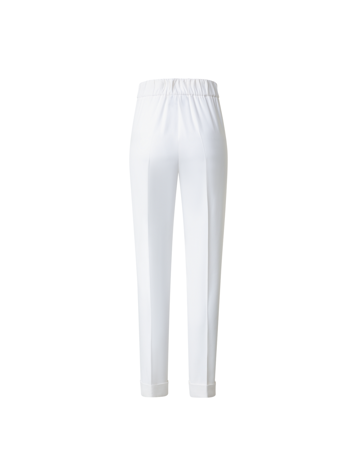 Designer Tapered Hose aus Crêpe - Ecru - Weiss