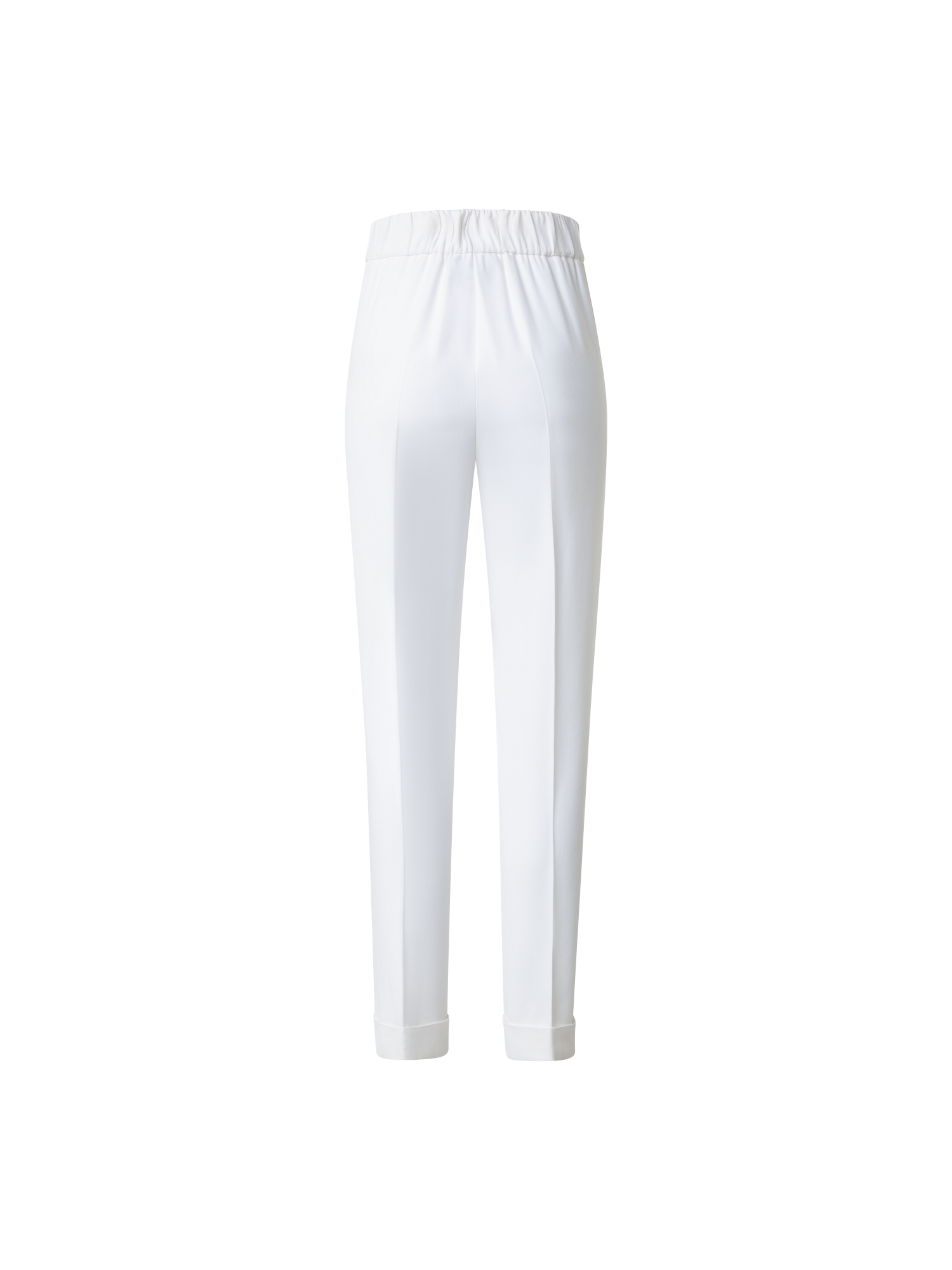 Designer Tapered Hose aus Crêpe - Ecru - Weiss