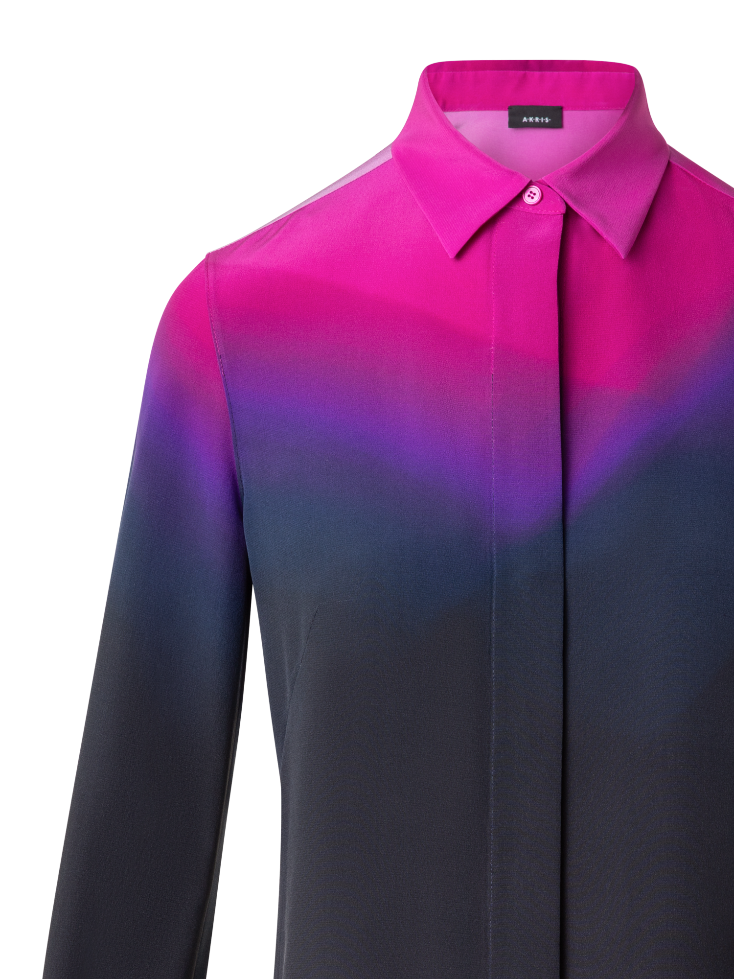 Designer Seidenbluse mit Alta Magenta Druck - Violett - Bunt - Rosa