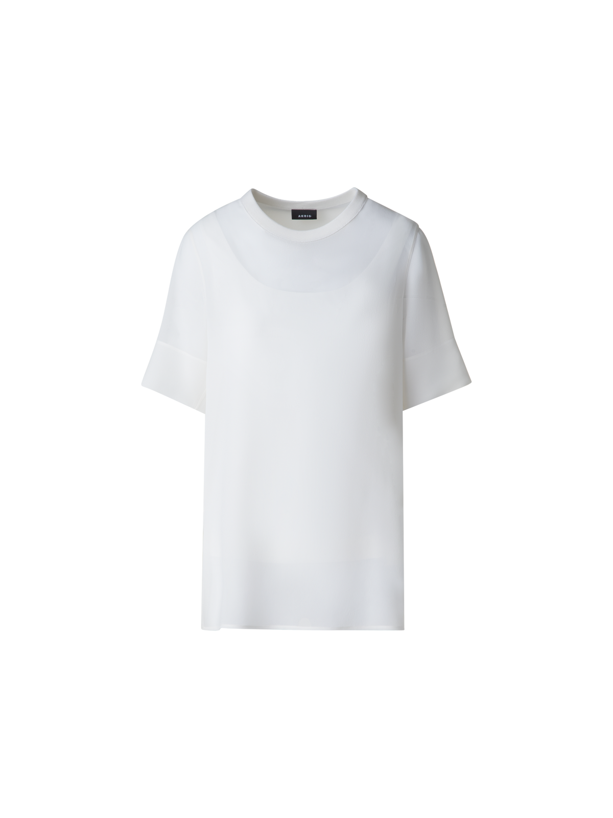 Designer Transparente Seiden-Tunikabluse - Ecru - Weiss