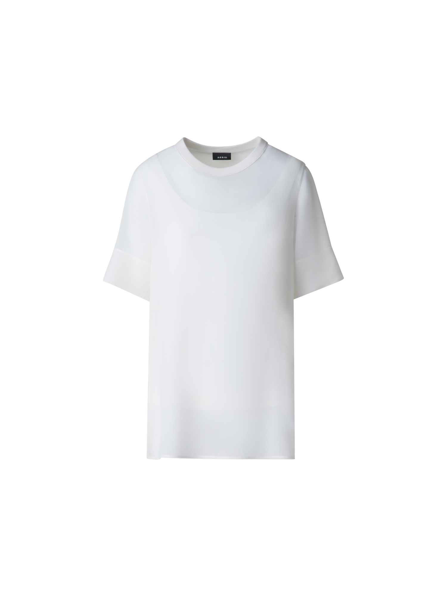 Designer Transparente Seiden-Tunikabluse - Ecru - Weiss