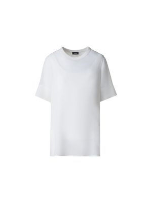 Designer Transparente Seiden-Tunikabluse - Ecru - Weiss