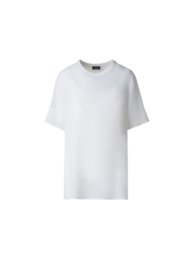 Designer Transparente Seiden-Tunikabluse - Ecru - Weiss