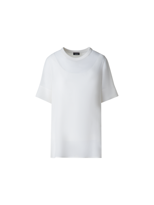 Designer Transparente Seiden-Tunikabluse - Ecru - Weiss