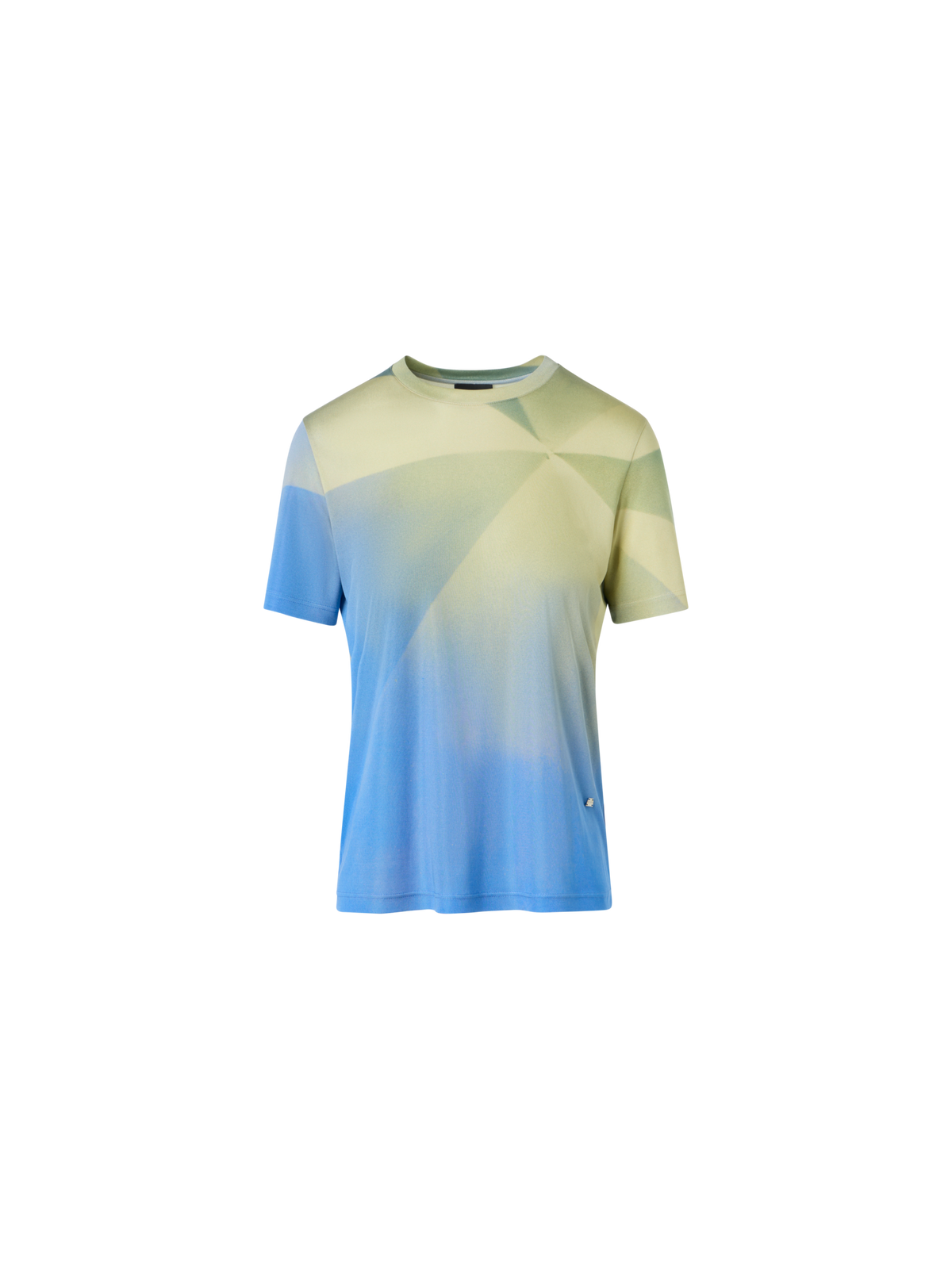 Designer T-Shirt aus Seidenjersey mit Sunbeam-Print - Blau - Bunt - Gelb