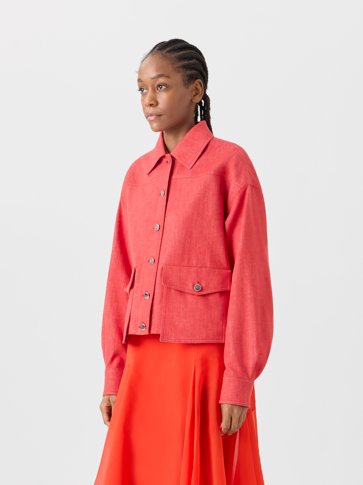 Designer Hilly Oversize-Jacke aus Baumwolldenim - Rot #editorial