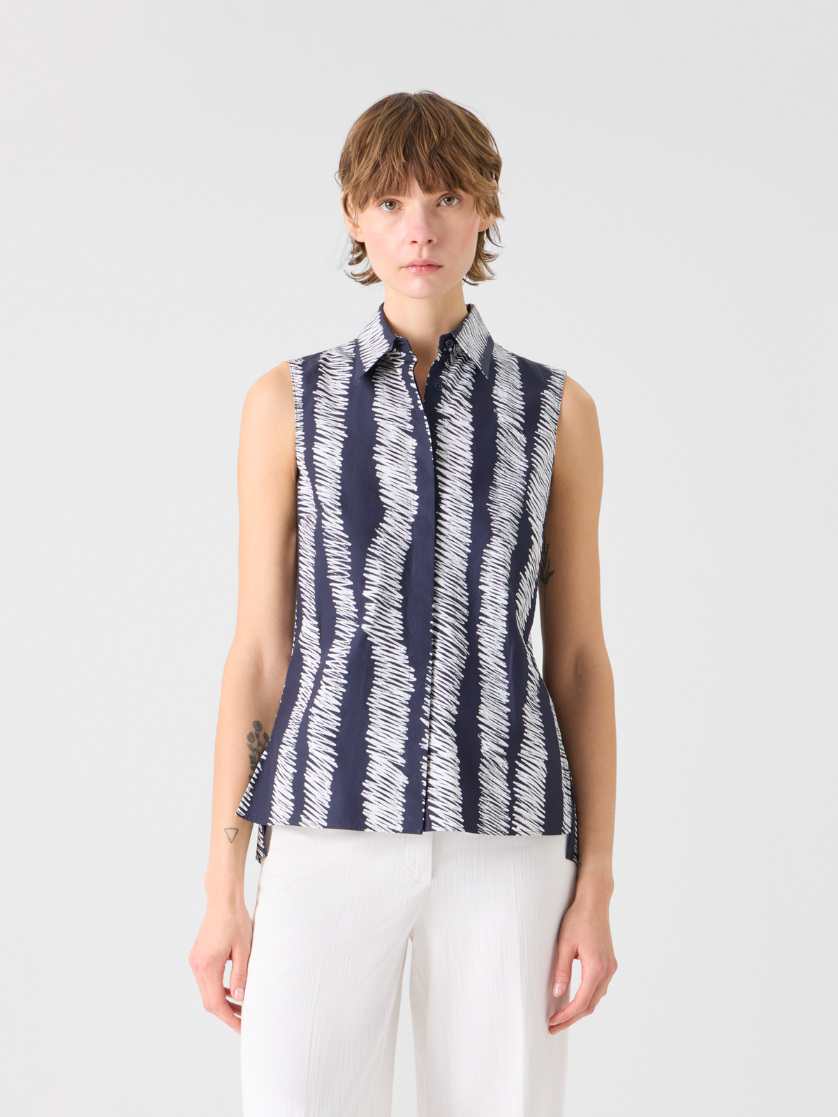 Designer Baumwollbluse mit Scribble-Wave-Druck - Bunt #editorial