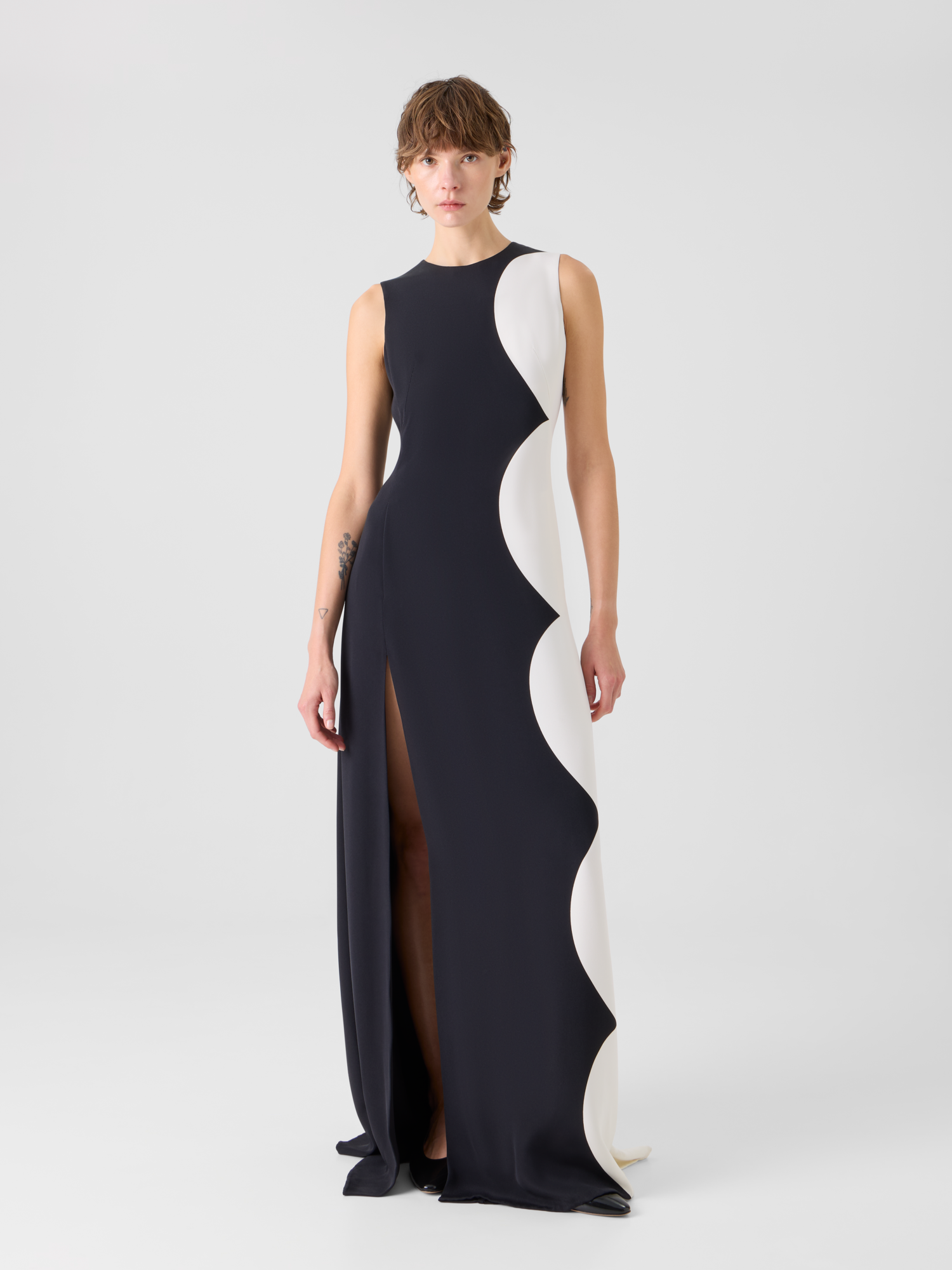 Designer Abendkleid aus Seide mit Cloud-Druck - Bunt 