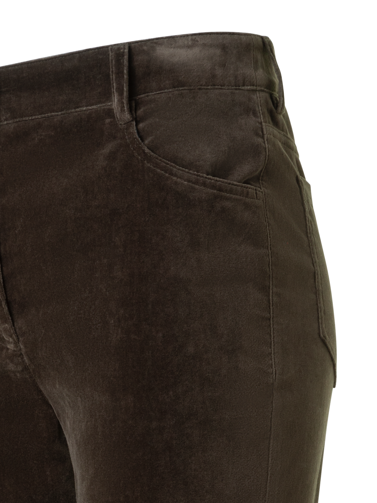 Designer Verkürzte Stretch Baumwollsamt Schlaghose - Braun