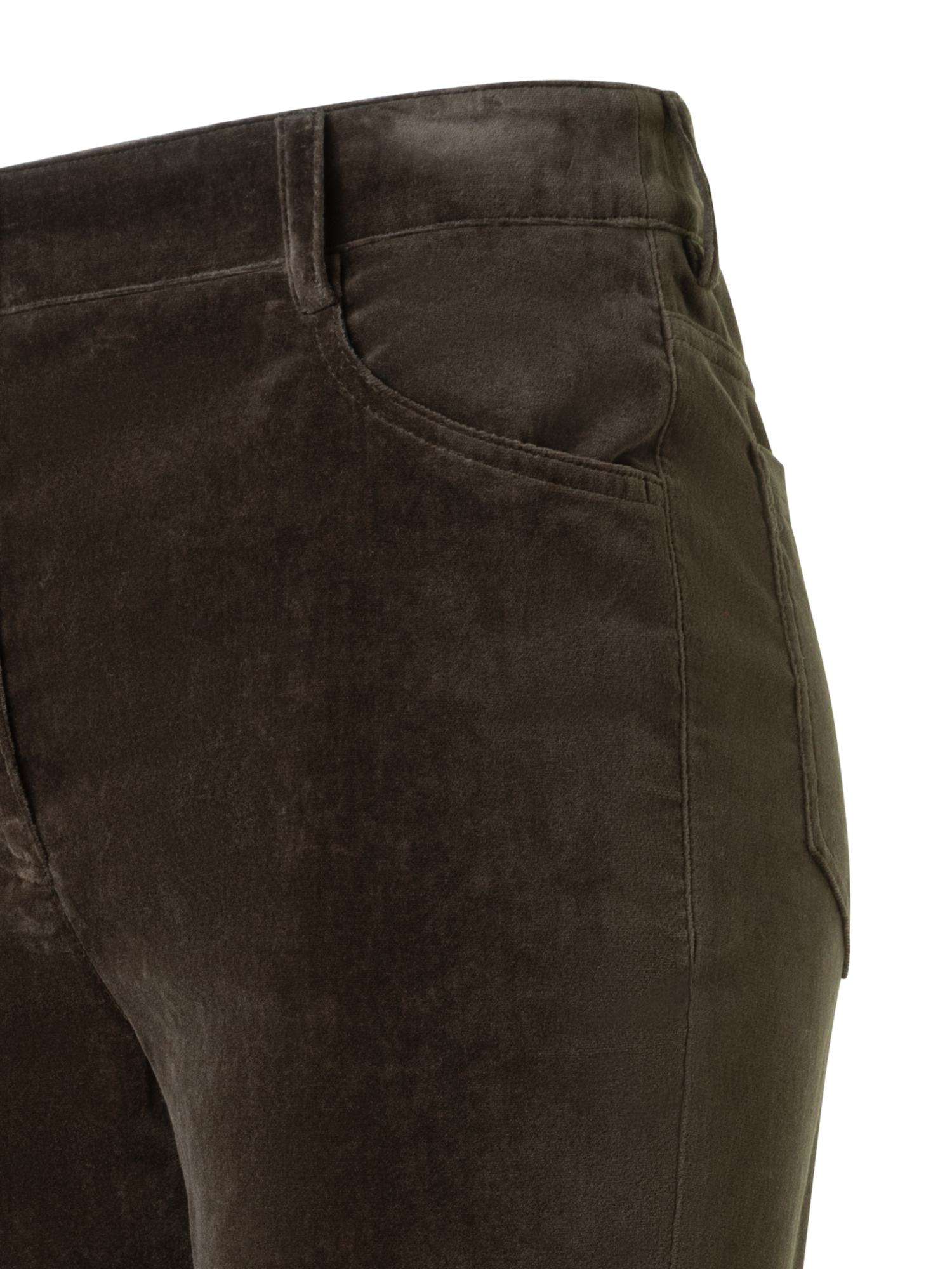 Designer Verkürzte Stretch Baumwollsamt Schlaghose - Braun