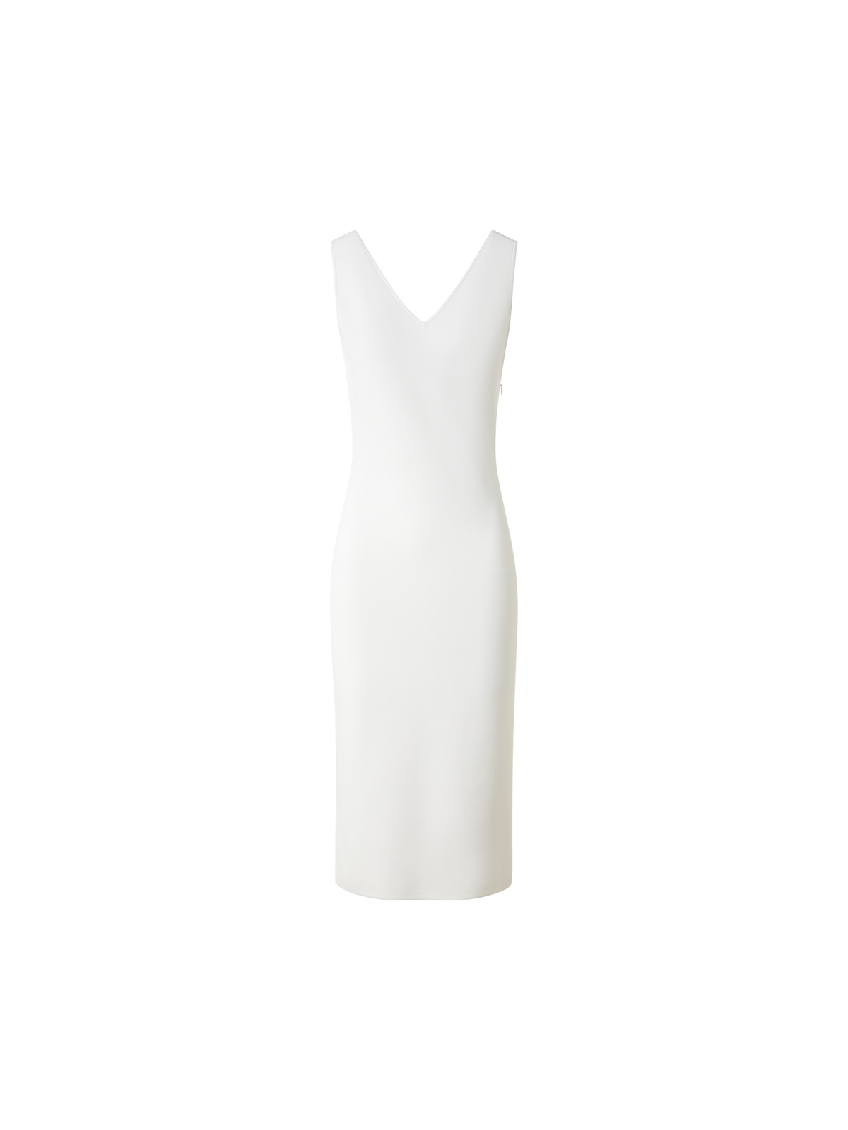 Designer Midi-Strickkleid mit Doppel-V-Ausschnitt - Ecru - Weiss