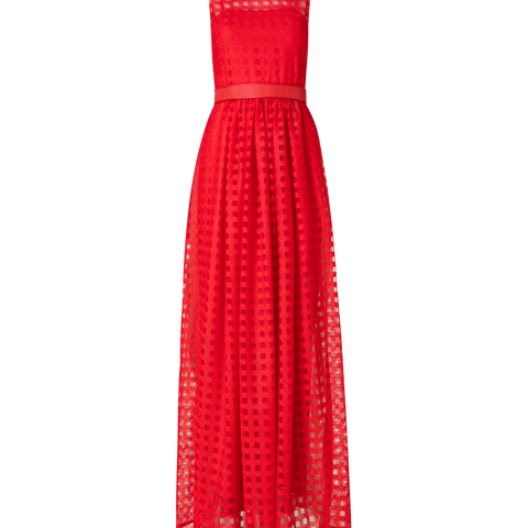 Square Embroidery on Tulle Gown