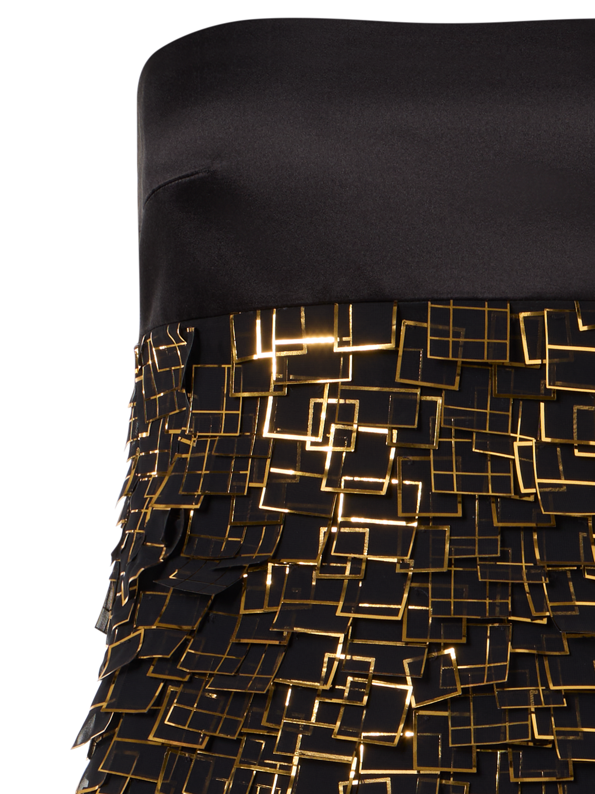Designer Bustier-Robe in Golden Frame Organza Tiles - Gold - Schwarz