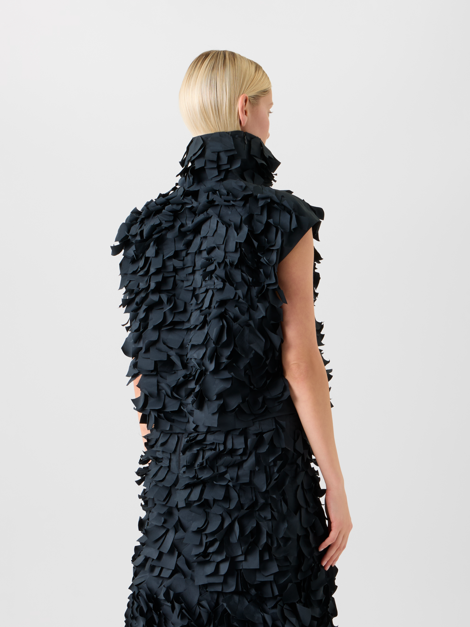 Designer Boxy Techno-Top mit Taftbändern - Schwarz 