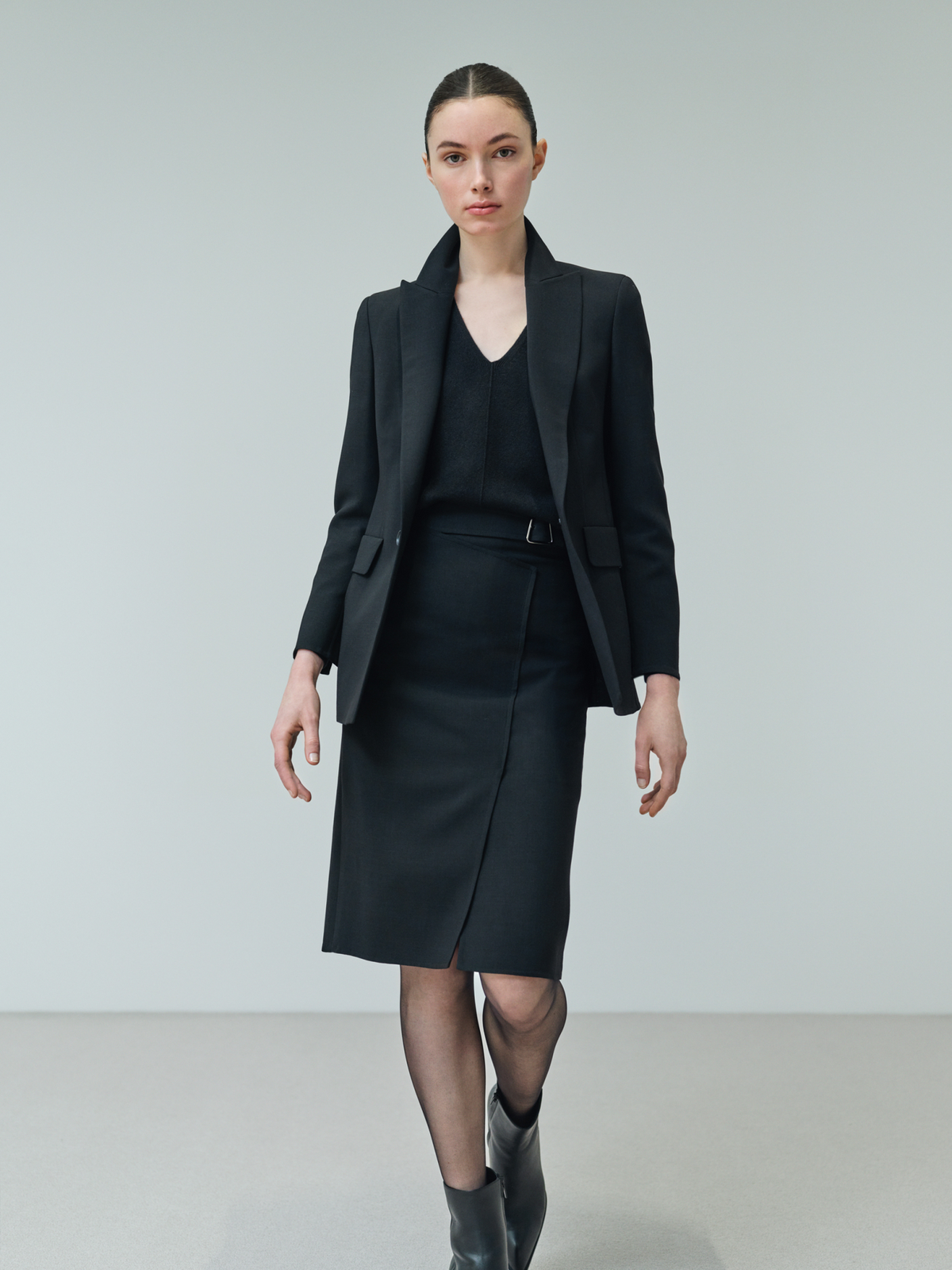 Designer Wrap Effect Rock aus Woll-Doubleface - Schwarz #editorial