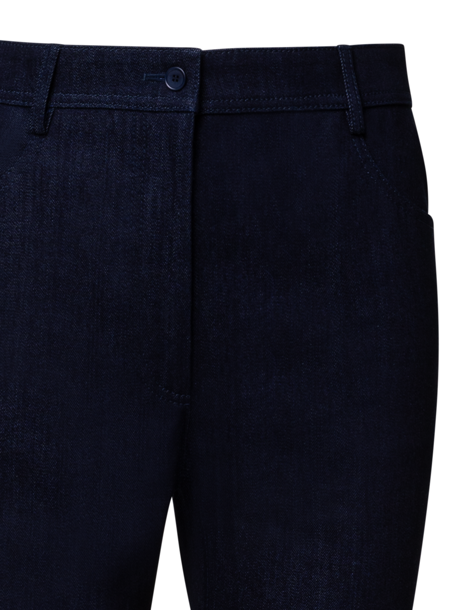 Designer Cropped Schlaghose aus Baumwoll-Denim-Stretch - Dunkelblau - Blau