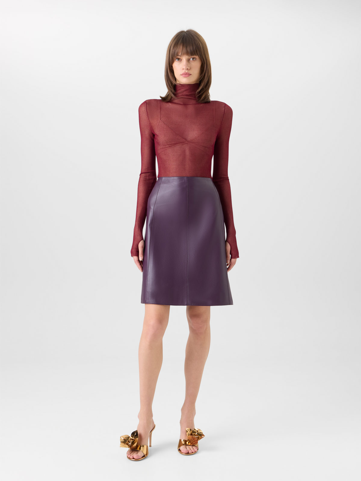 Designer Transparenter Feinripp-Pullover aus Seide - Rot 