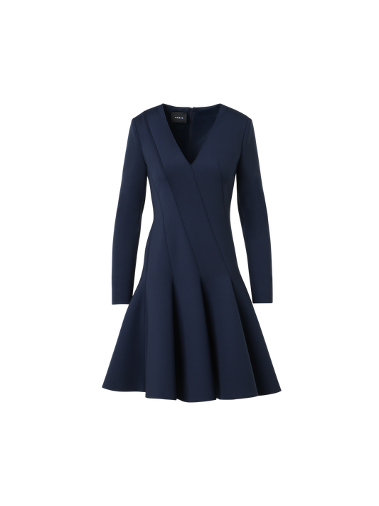 Designer Fit-and-Flare-Techno-Neoprenkleid - Blau