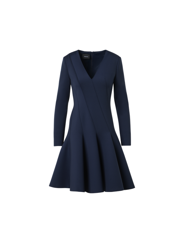 Designer Fit-and-Flare-Techno-Neoprenkleid - Blau