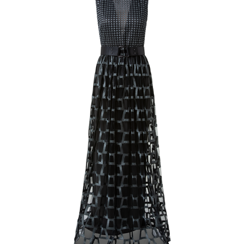 Mixed Trapezoid Embroidery Gown