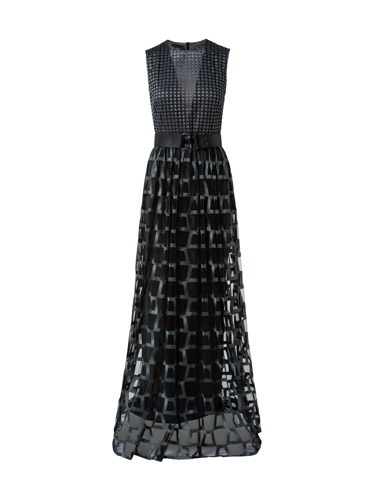 Designer Ärmelloses Abendkleid mit verschiedenen Stickereien